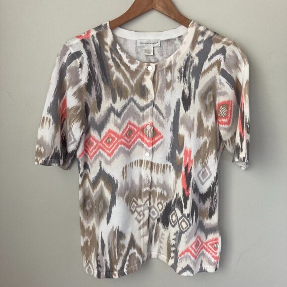 Christopher & Banks 1/2 Sleeve Button Front Tribal Cardigan - Picture 1 of 2